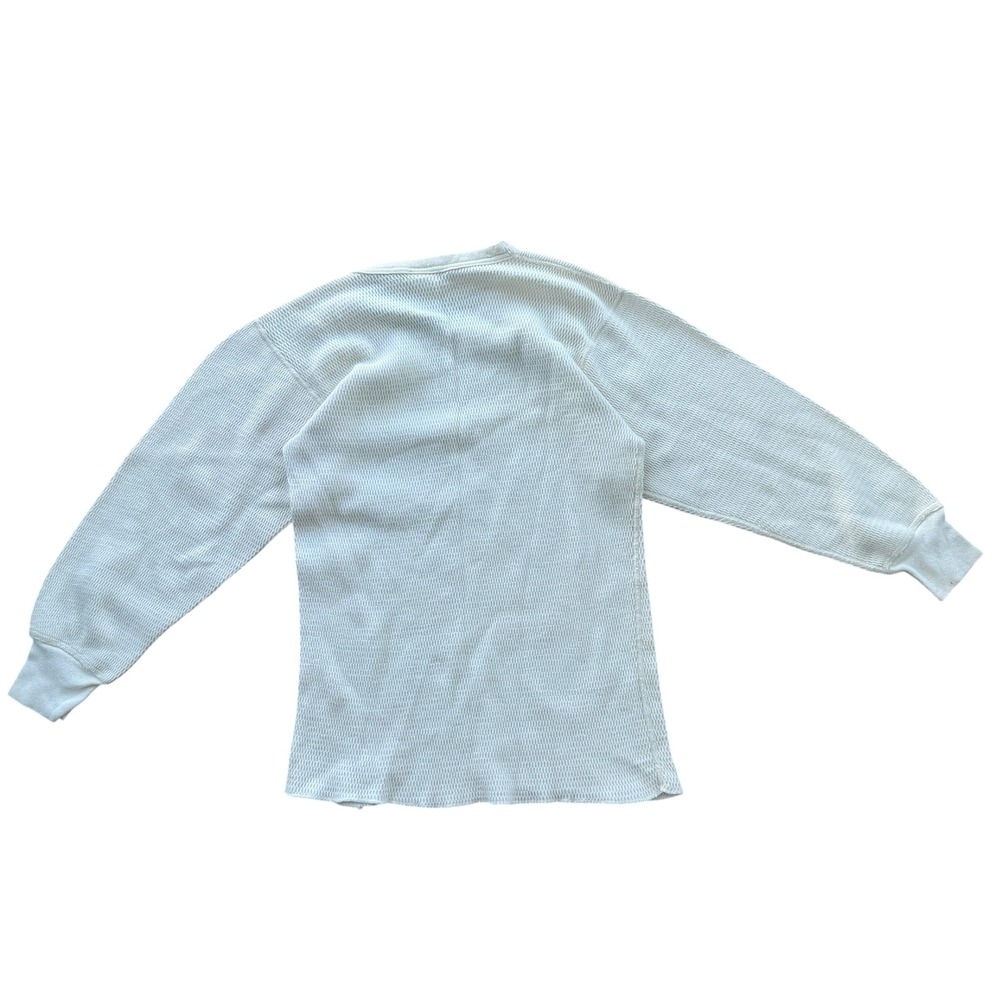 Montgomery Ward Vintage 70s Thermal Shirt Waffle Knit Large Cream White USA - Picture 2 of 7